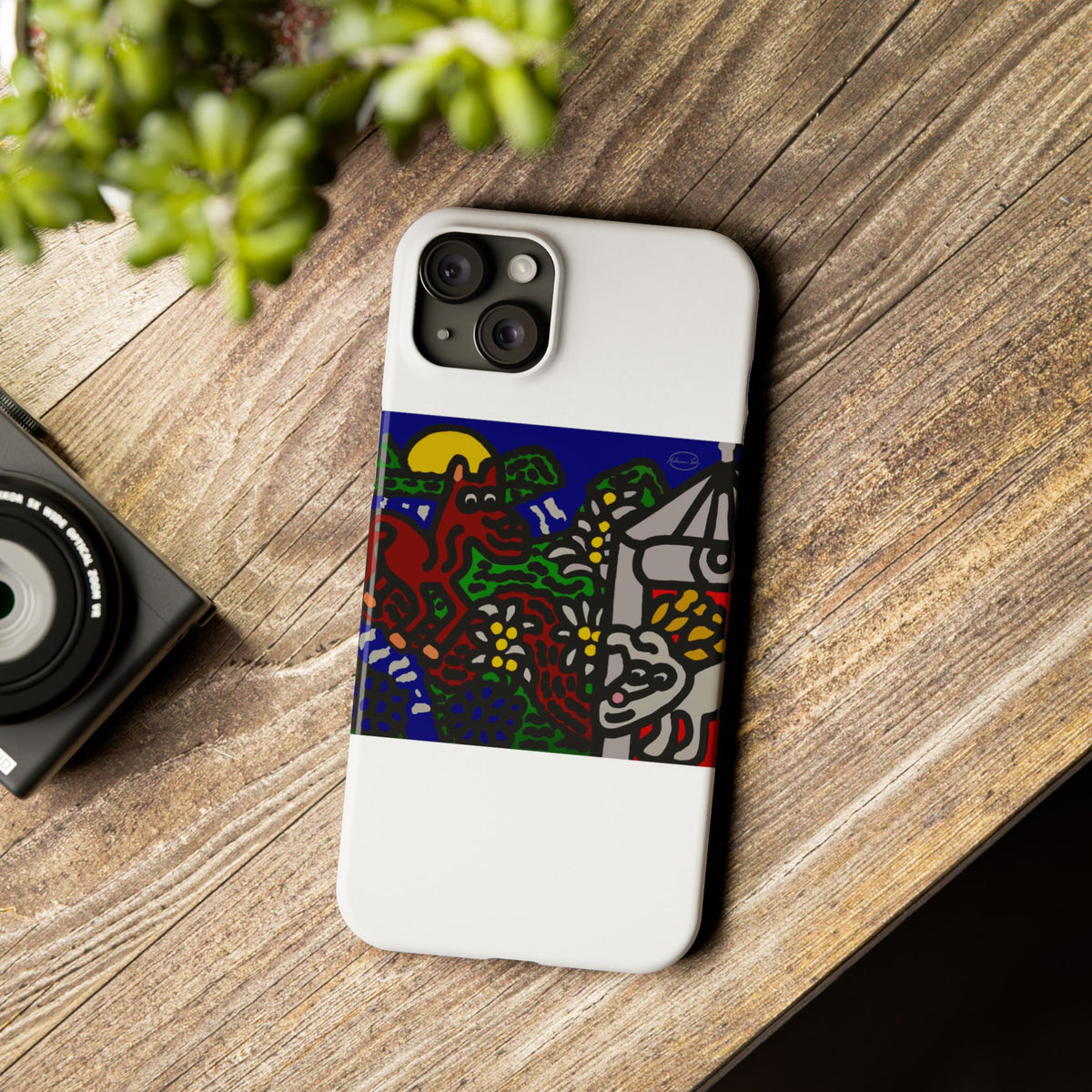 Bunny welcoming a friendly horse on his journey Slim Phone Case
