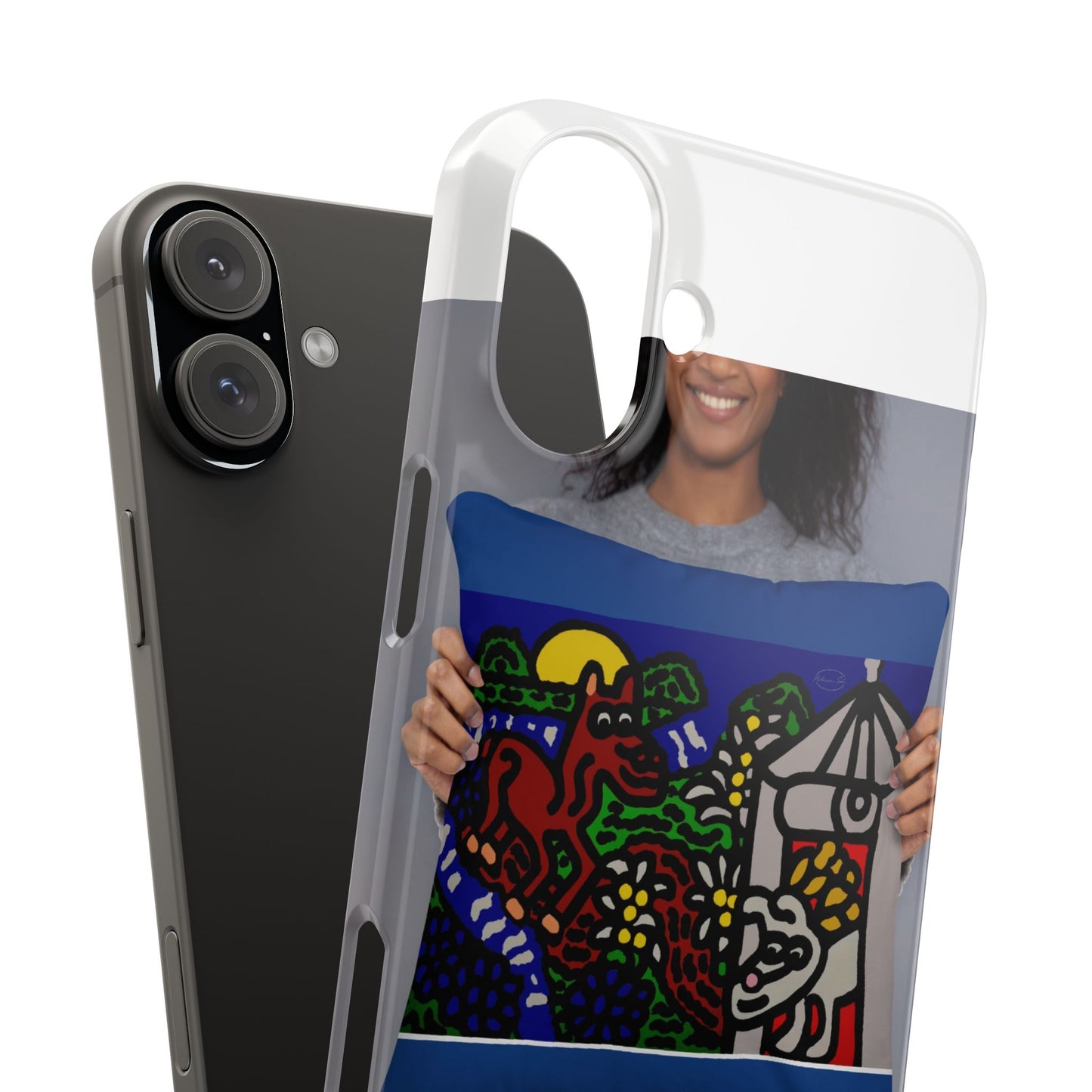 Bunny welcoming a friendly horse on his journey Slim Phone Case