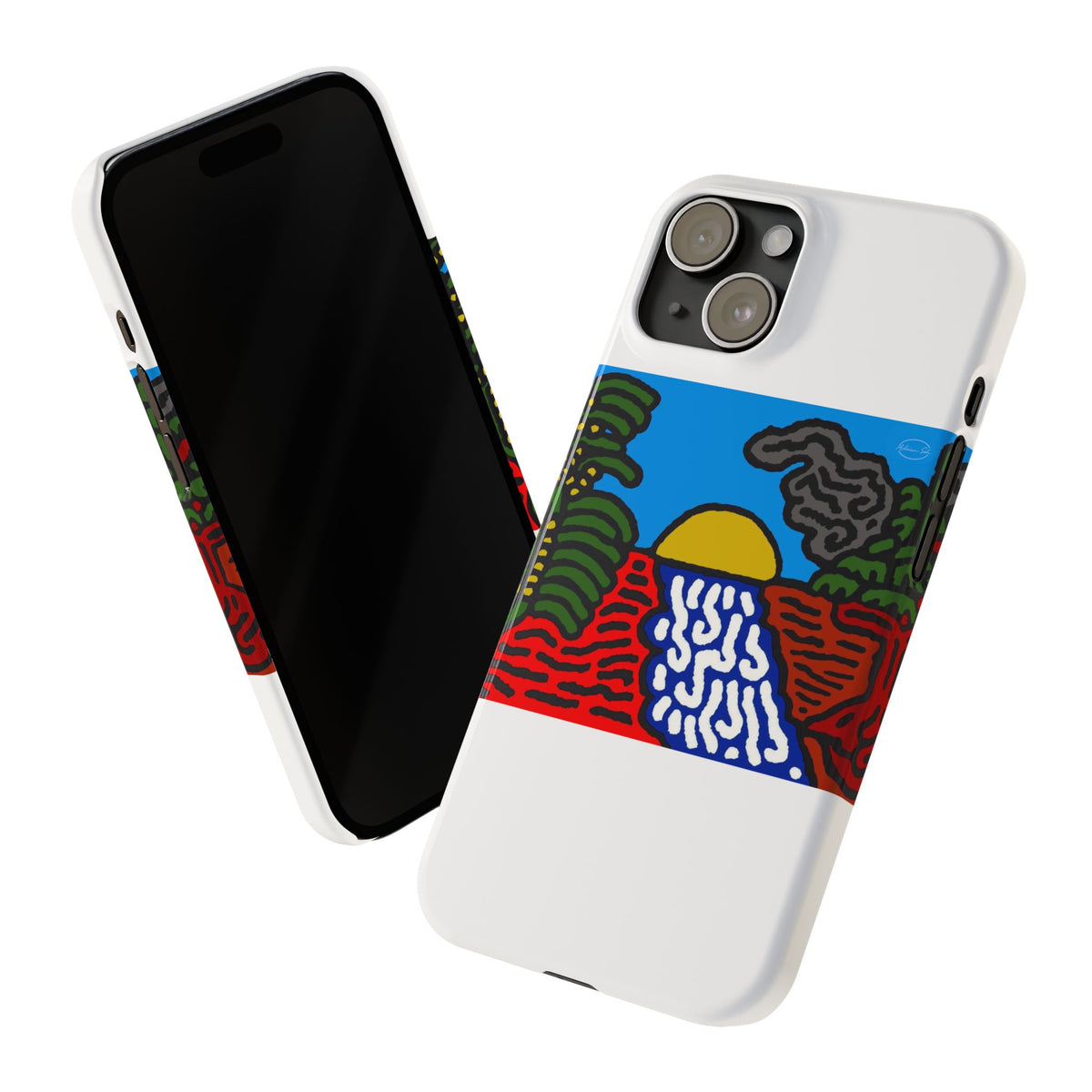 The river that joins the Australian wattle and Lebanese cedar tree in friendship Slim Phone Case