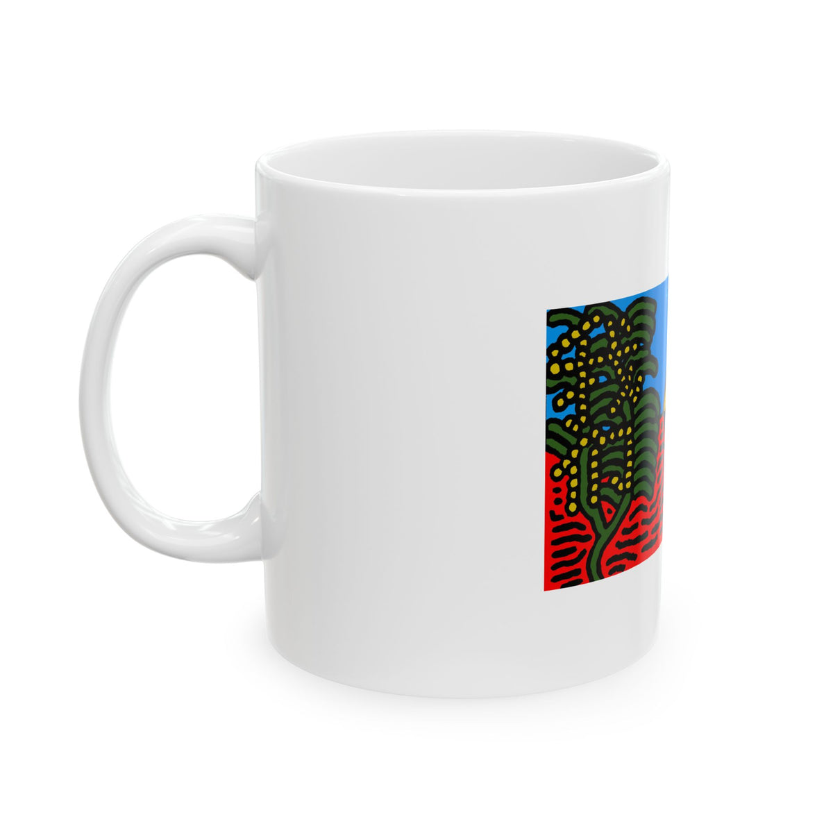 The river that joins the Australian wattle and Lebanese cedar tree in friendship Ceramic Mug