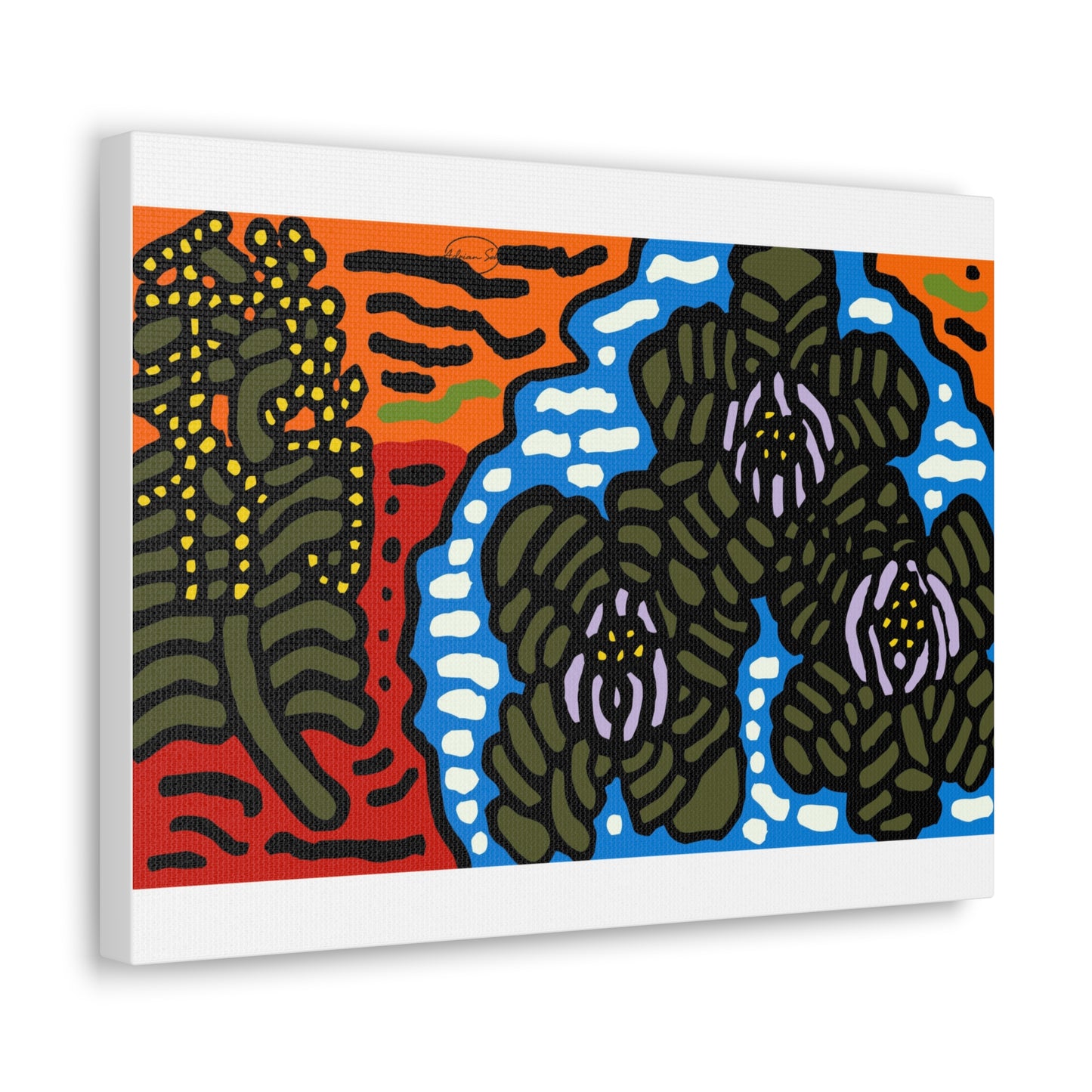 The Sri Lankan water lilies meets the Australian wattle Canvas (Large)