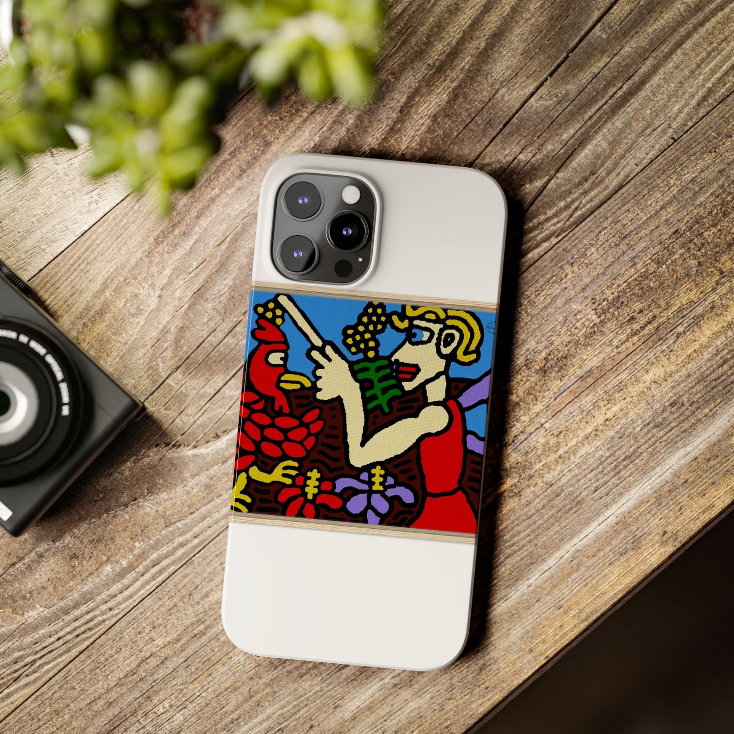 The hen gaining a blessing from a fairy Slim Phone Case