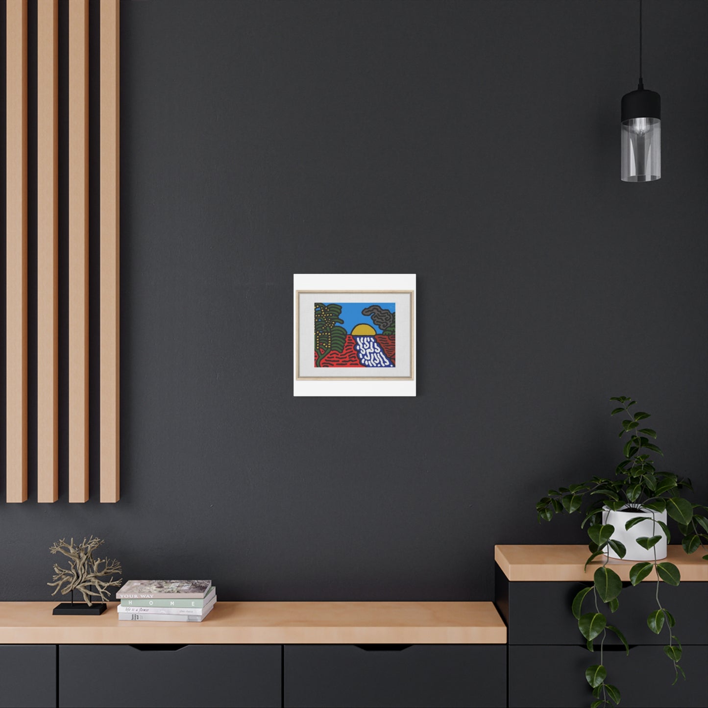The river that joins the Australian wattle and Lebanese cedar tree in friendship Canvas (Small)