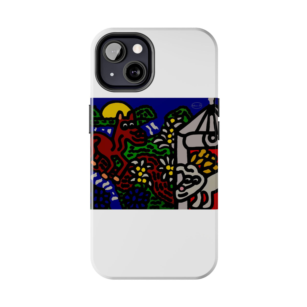 Bunny welcoming a friendly horse on his journey Tough Phone Case