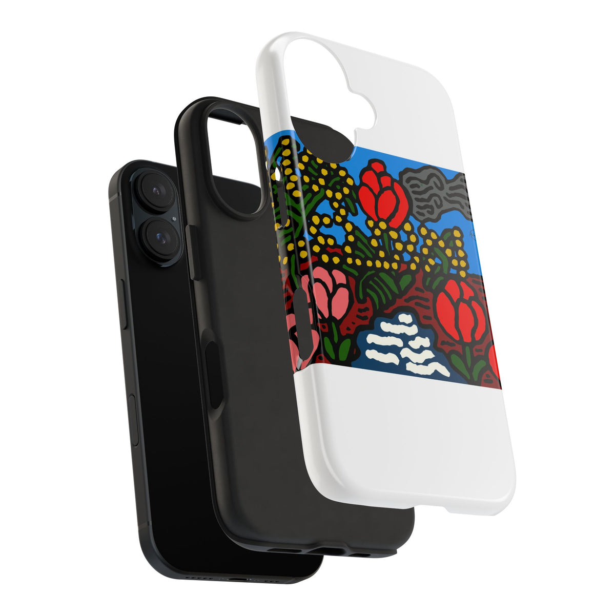 A field of tulips next to a wattle Tough Phone Case