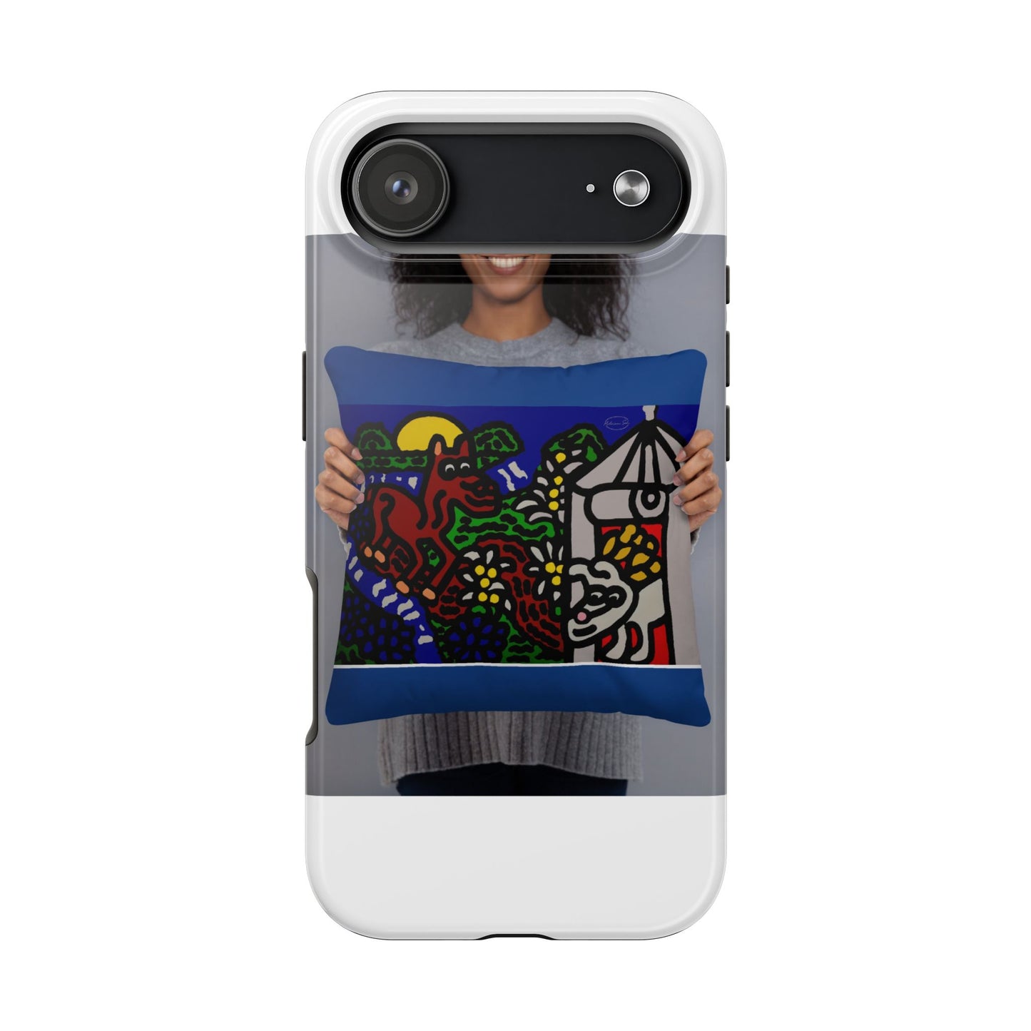 Bunny welcoming a friendly horse on his journey Tough Phone Case