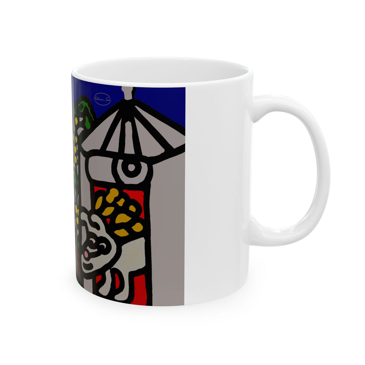 Bunny welcoming a friendly horse on his journey Ceramic Mug