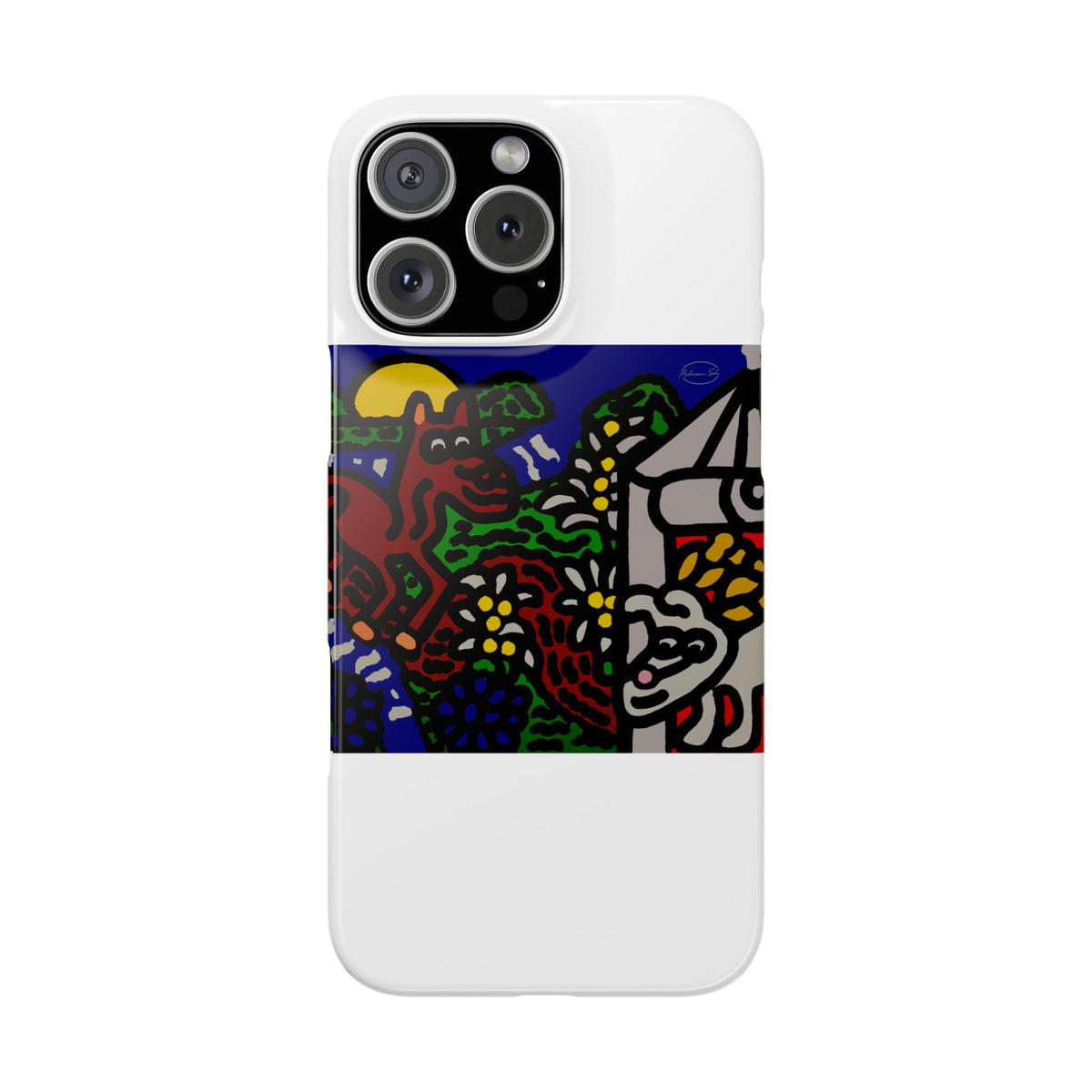 Bunny welcoming a friendly horse on his journey Slim Phone Case