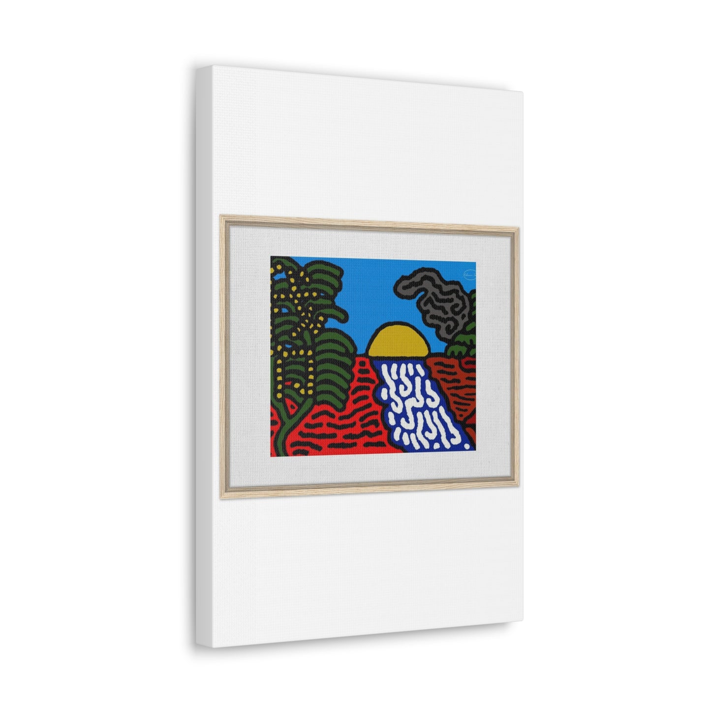 The river that joins the Australian wattle and Lebanese cedar tree in friendship Canvas (Small)