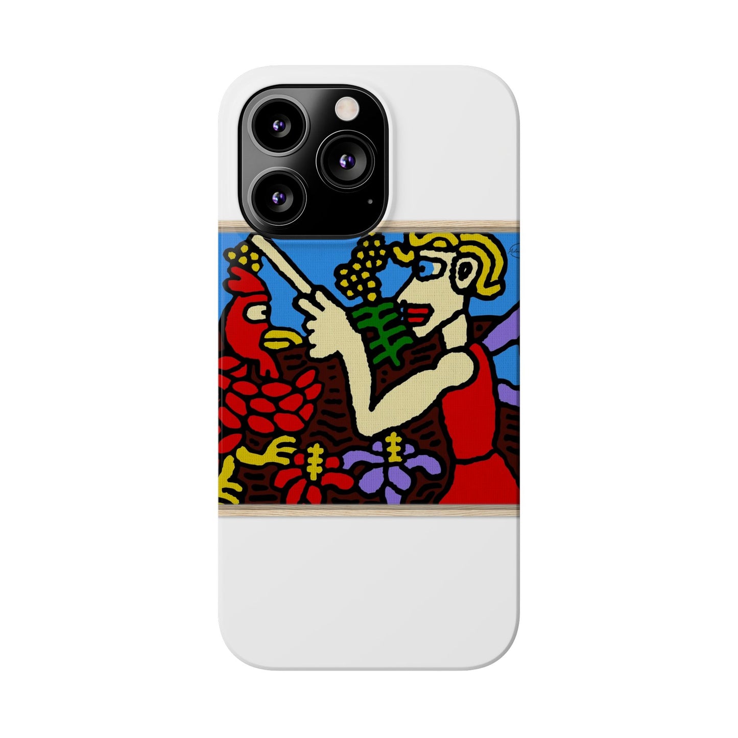 The hen gaining a blessing from a fairy Slim Phone Case