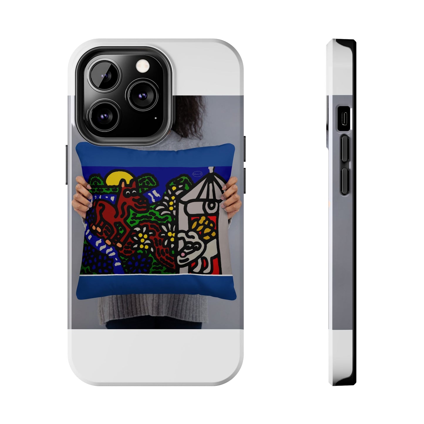Bunny welcoming a friendly horse on his journey Tough Phone Case
