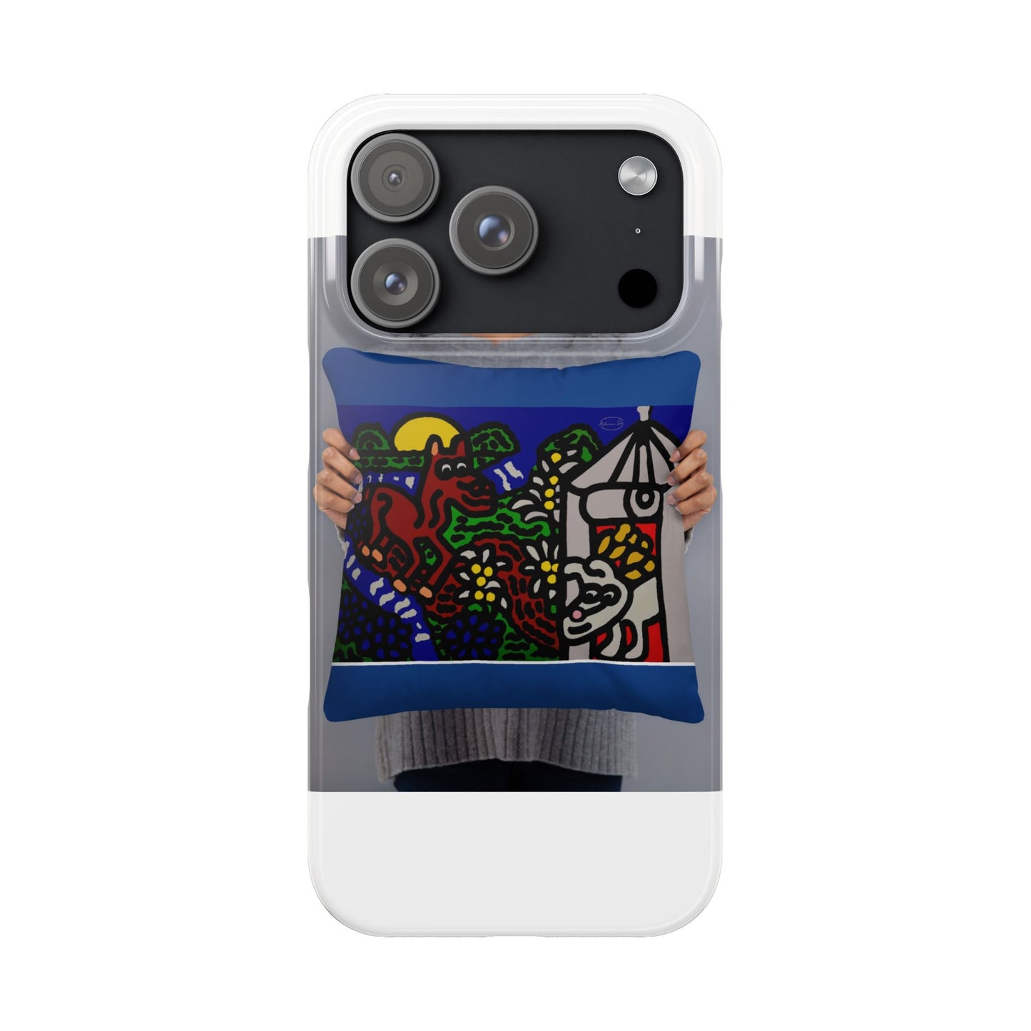 Bunny welcoming a friendly horse on his journey Slim Phone Case