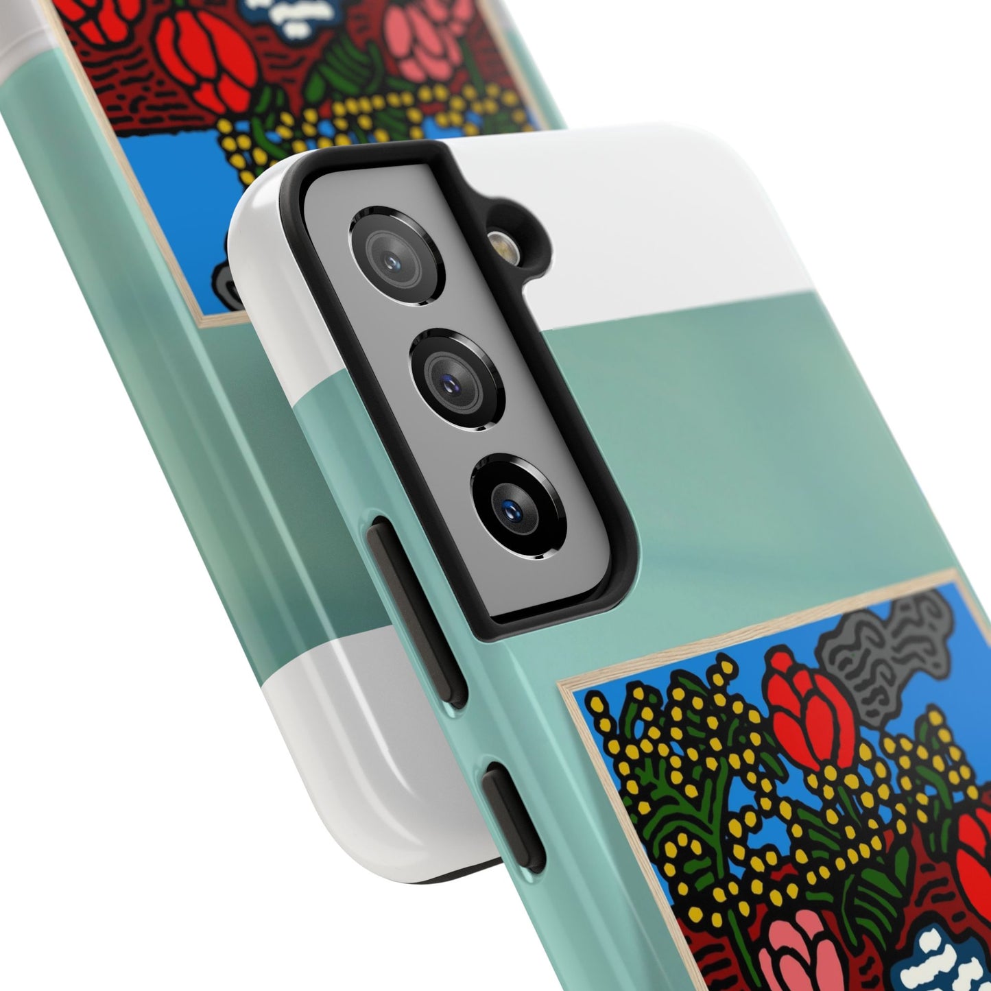 A field of tulips next to a wattle Tough Phone Case