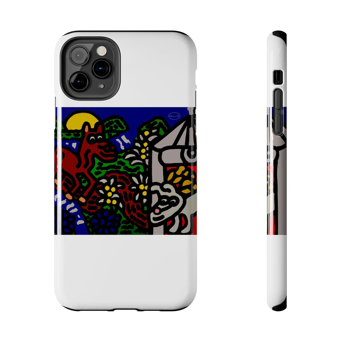 Bunny welcoming a friendly horse on his journey Tough Phone Case