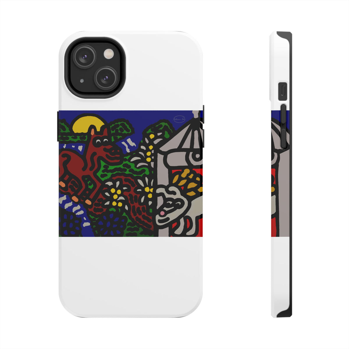 Bunny welcoming a friendly horse on his journey Tough Phone Case