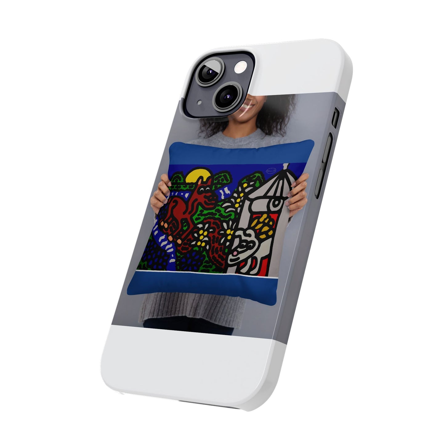 Bunny welcoming a friendly horse on his journey Slim Phone Case