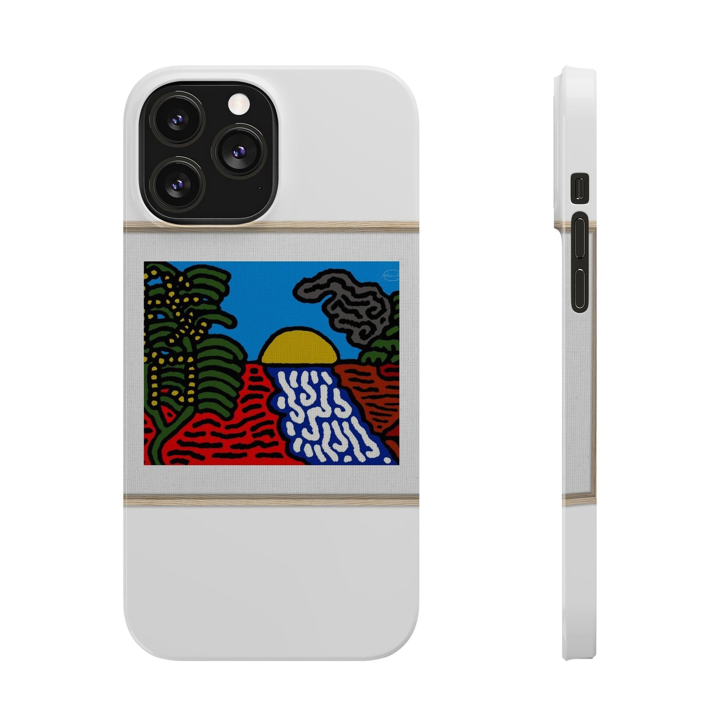 The river that joins the Australian wattle and Lebanese cedar tree in friendship Slim Phone Case