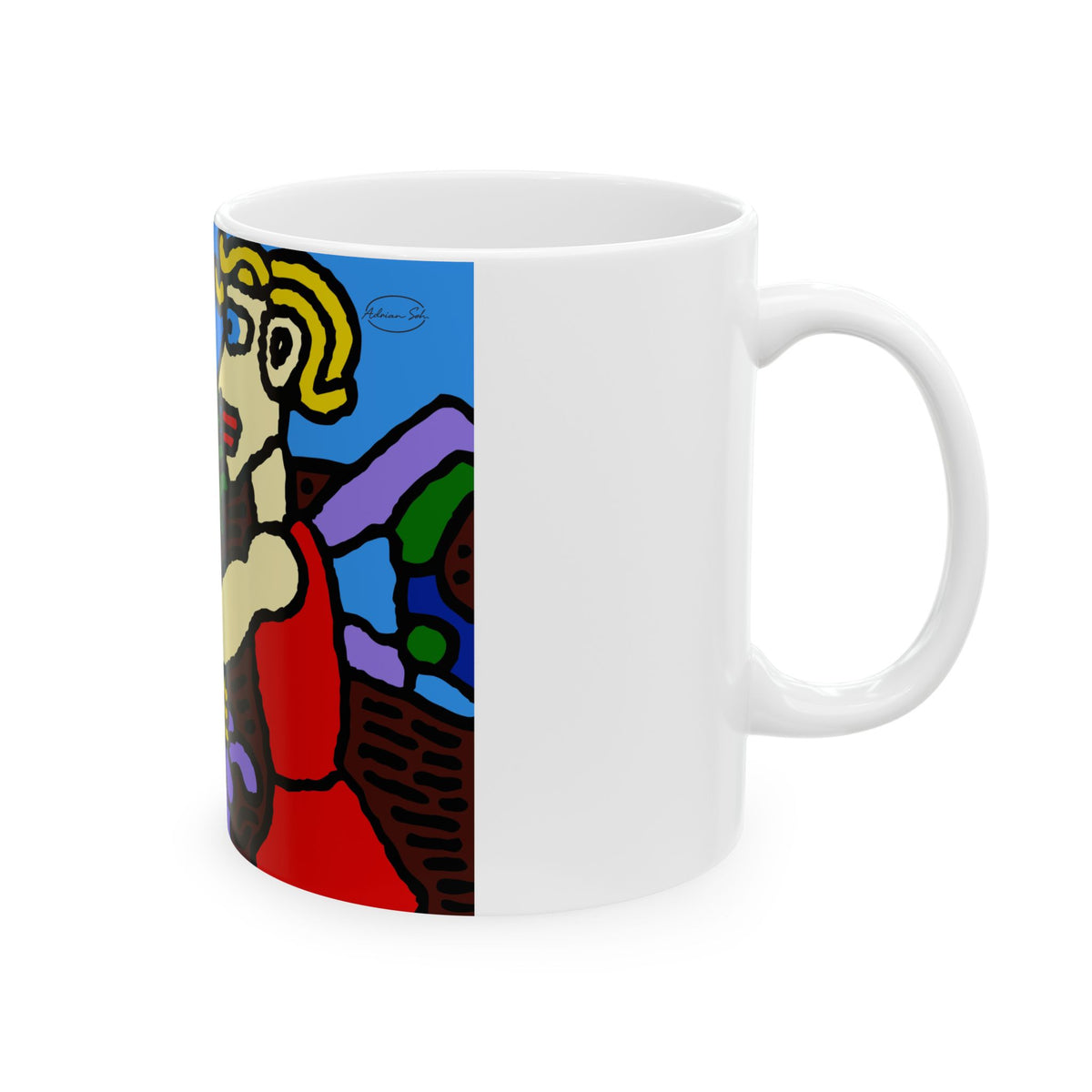 The hen gaining a blessing from a fairy Ceramic Mug