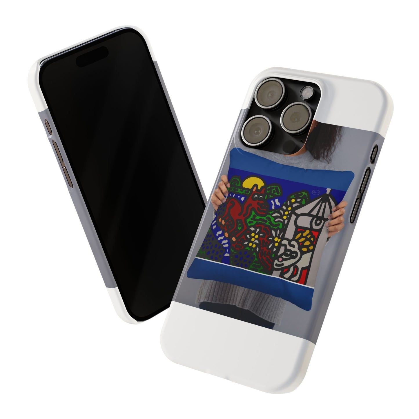 Bunny welcoming a friendly horse on his journey Slim Phone Case