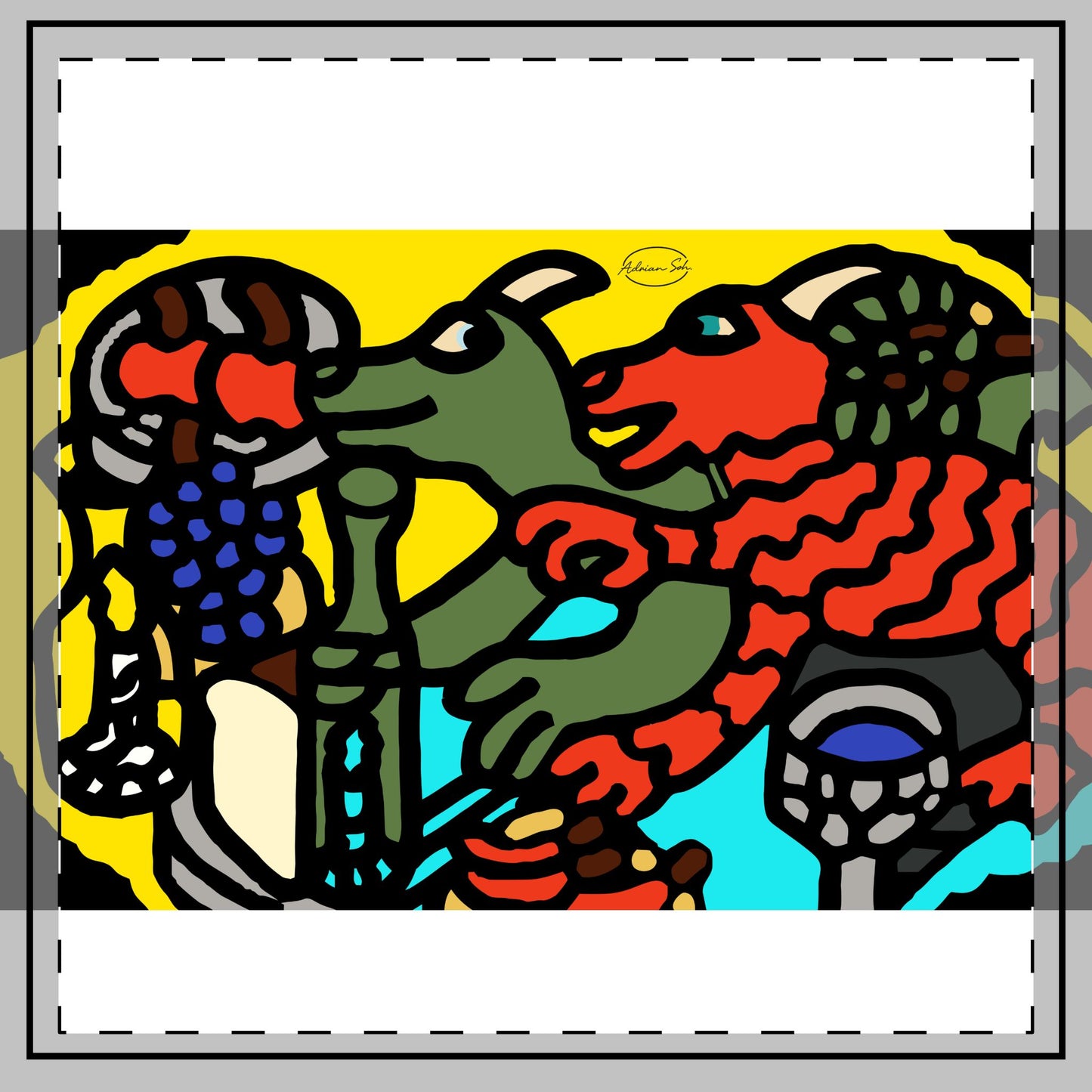 Two dragons enjoying a feast together — Throw Pillow