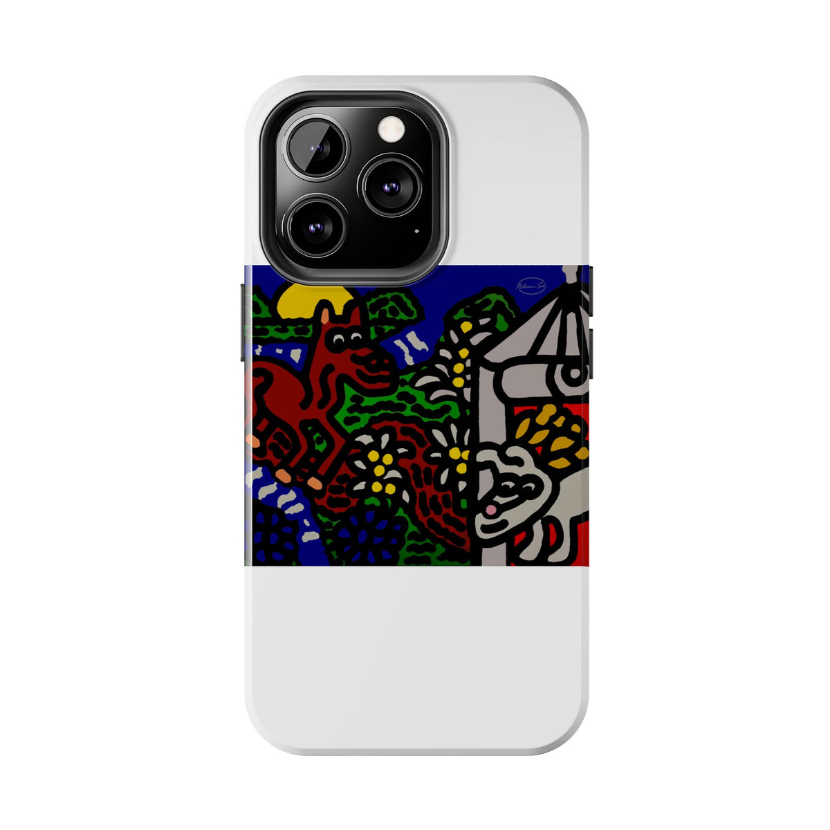 Bunny welcoming a friendly horse on his journey Tough Phone Case