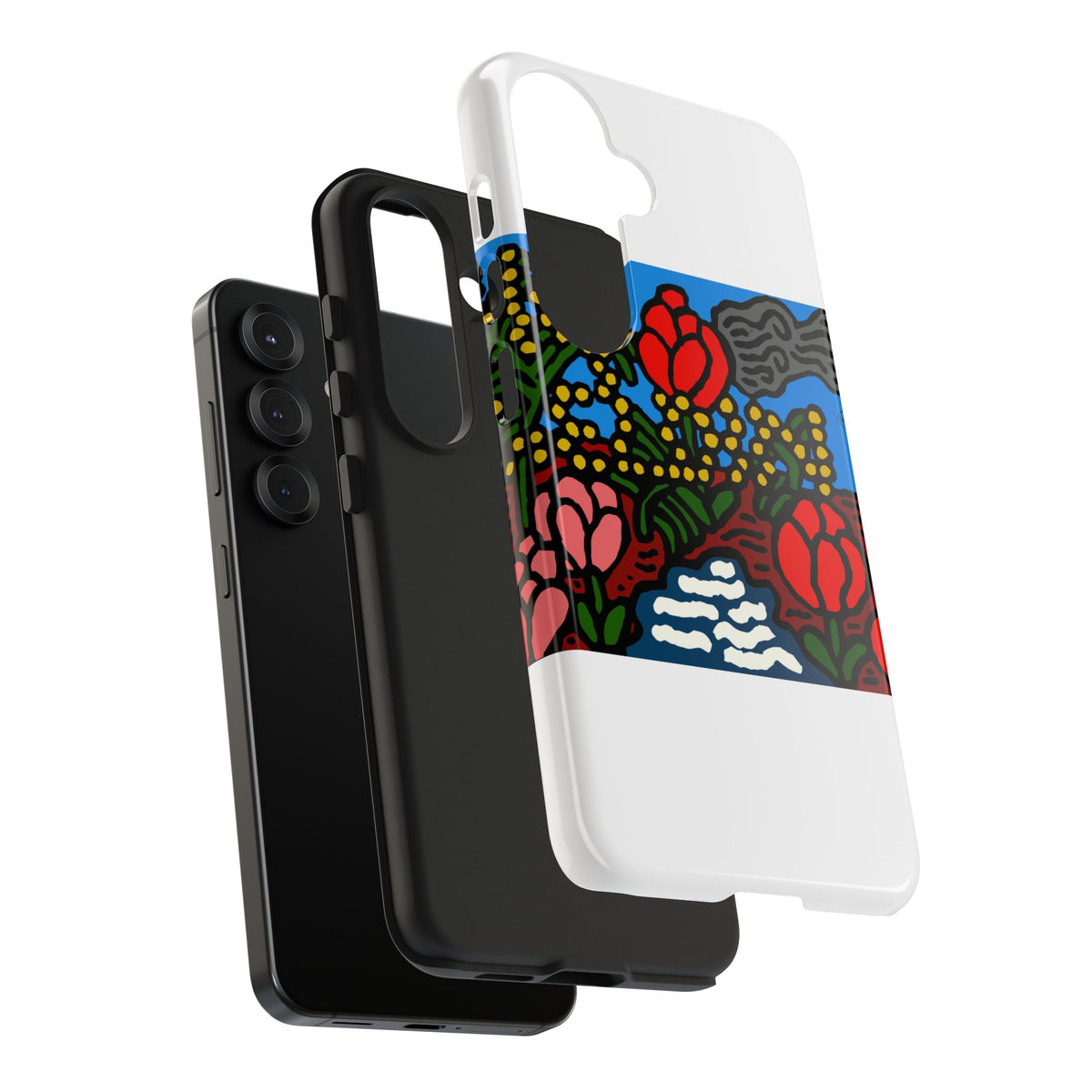 A field of tulips next to a wattle Tough Phone Case