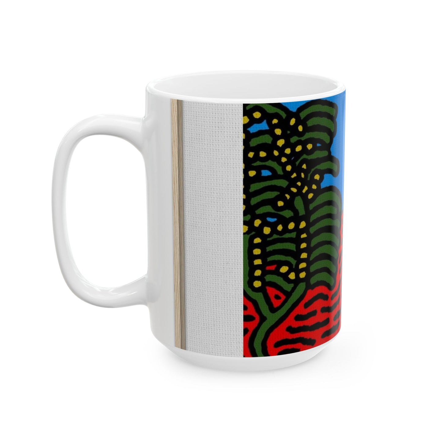 The river that joins the Australian wattle and Lebanese cedar tree in friendship Ceramic Mug