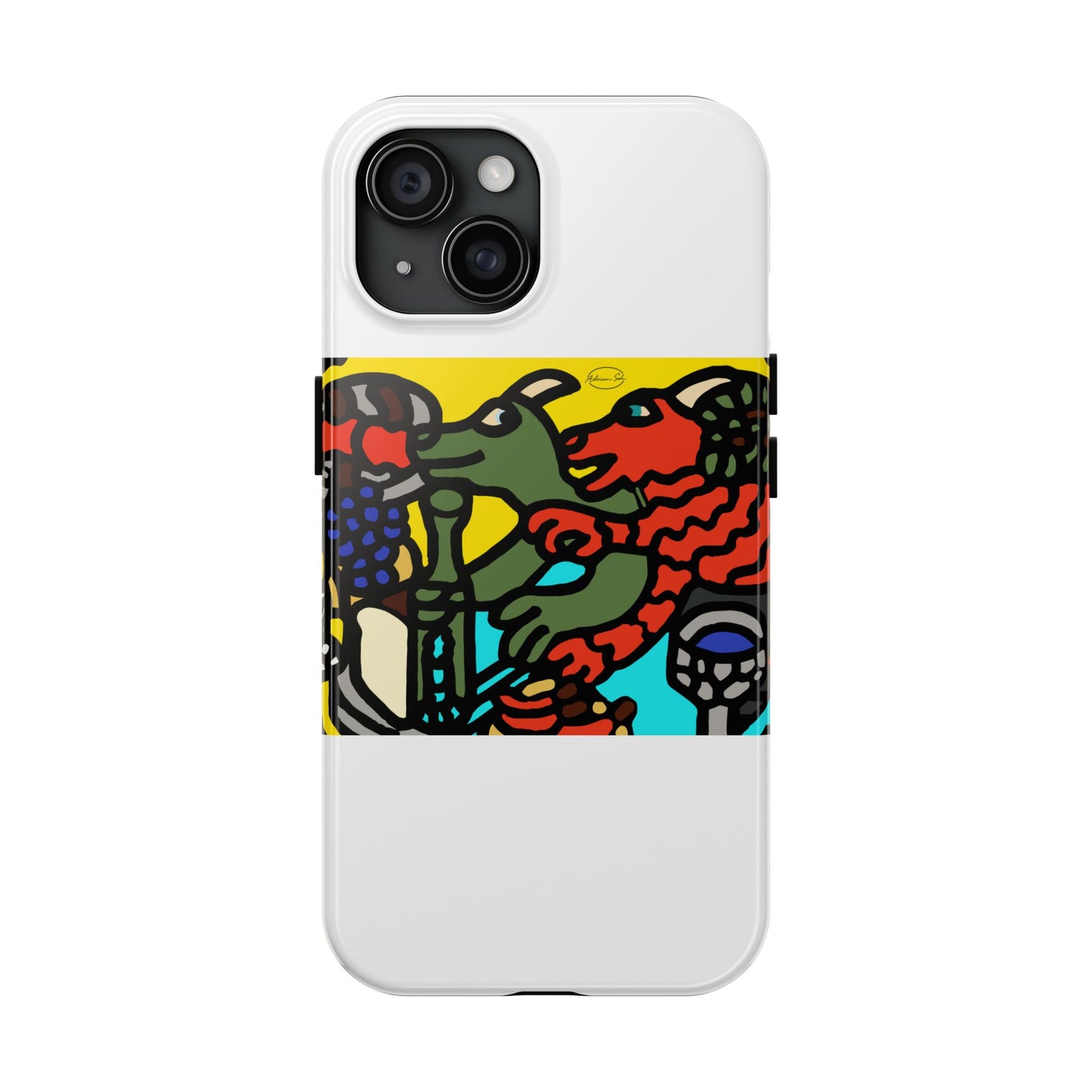 Two dragons enjoying a feast together Tough Phone Case