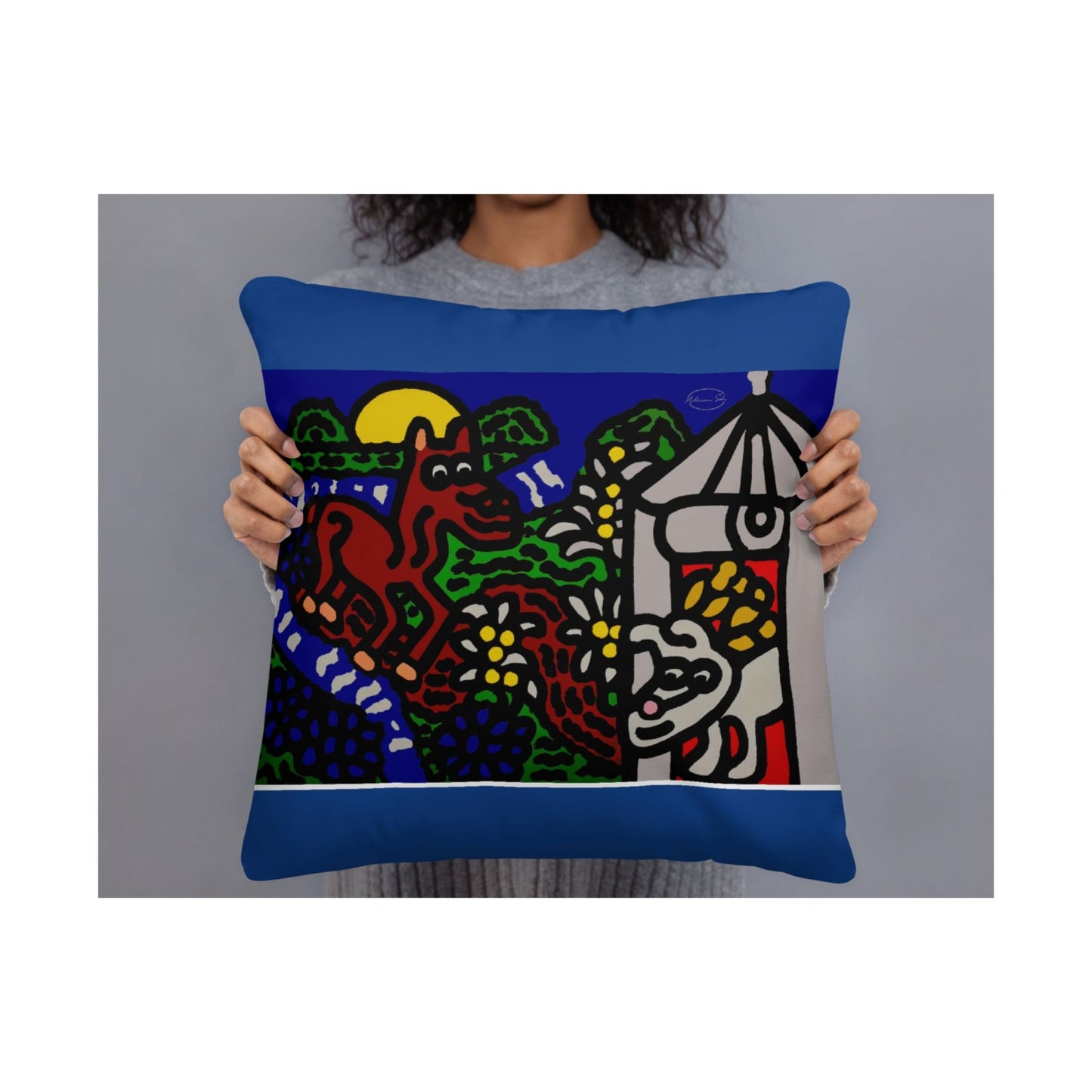 Bunny welcoming a friendly horse on his journey Matte Poster Horizontal (Small)