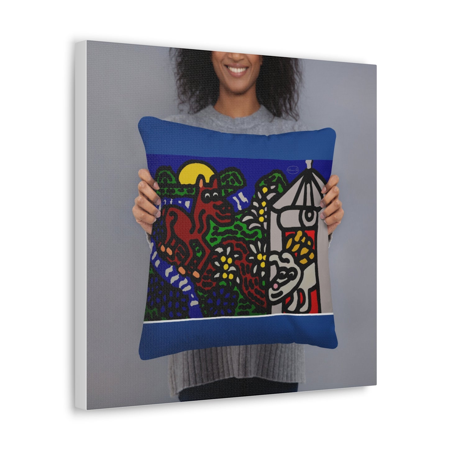 Bunny welcoming a friendly horse on his journey Canvas (Small)