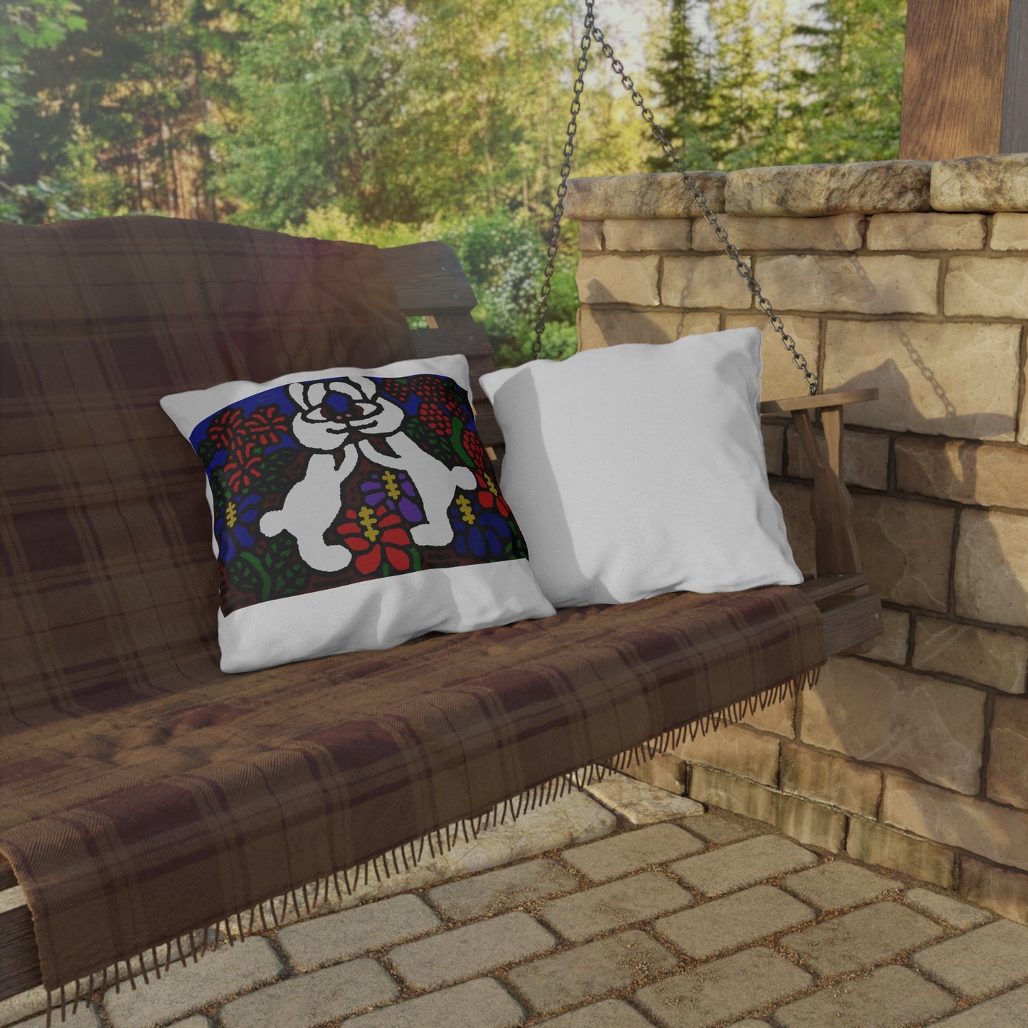 Bunnies in love — Outdoor Pillow
