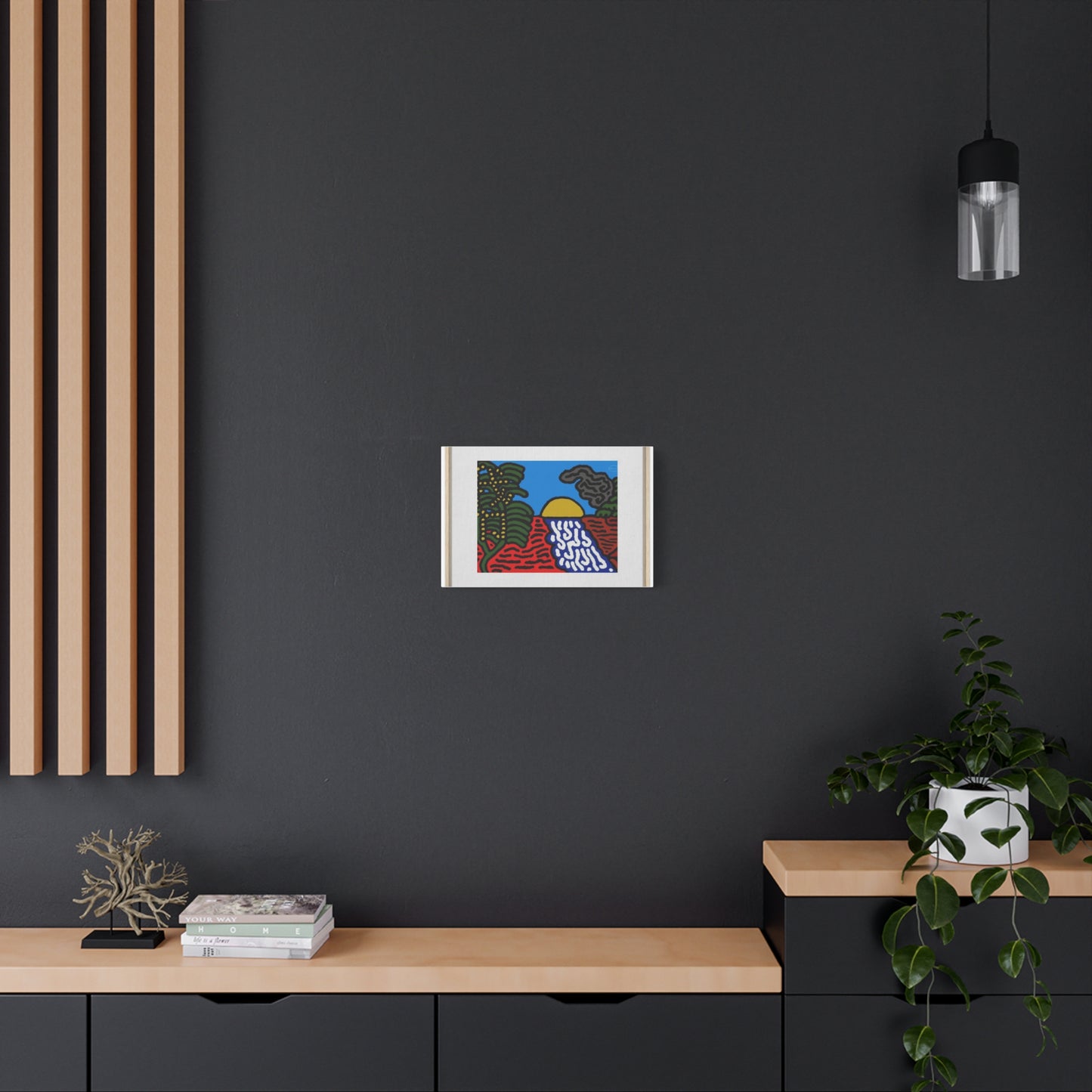 The river that joins the Australian wattle and Lebanese cedar tree in friendship Canvas (Small)