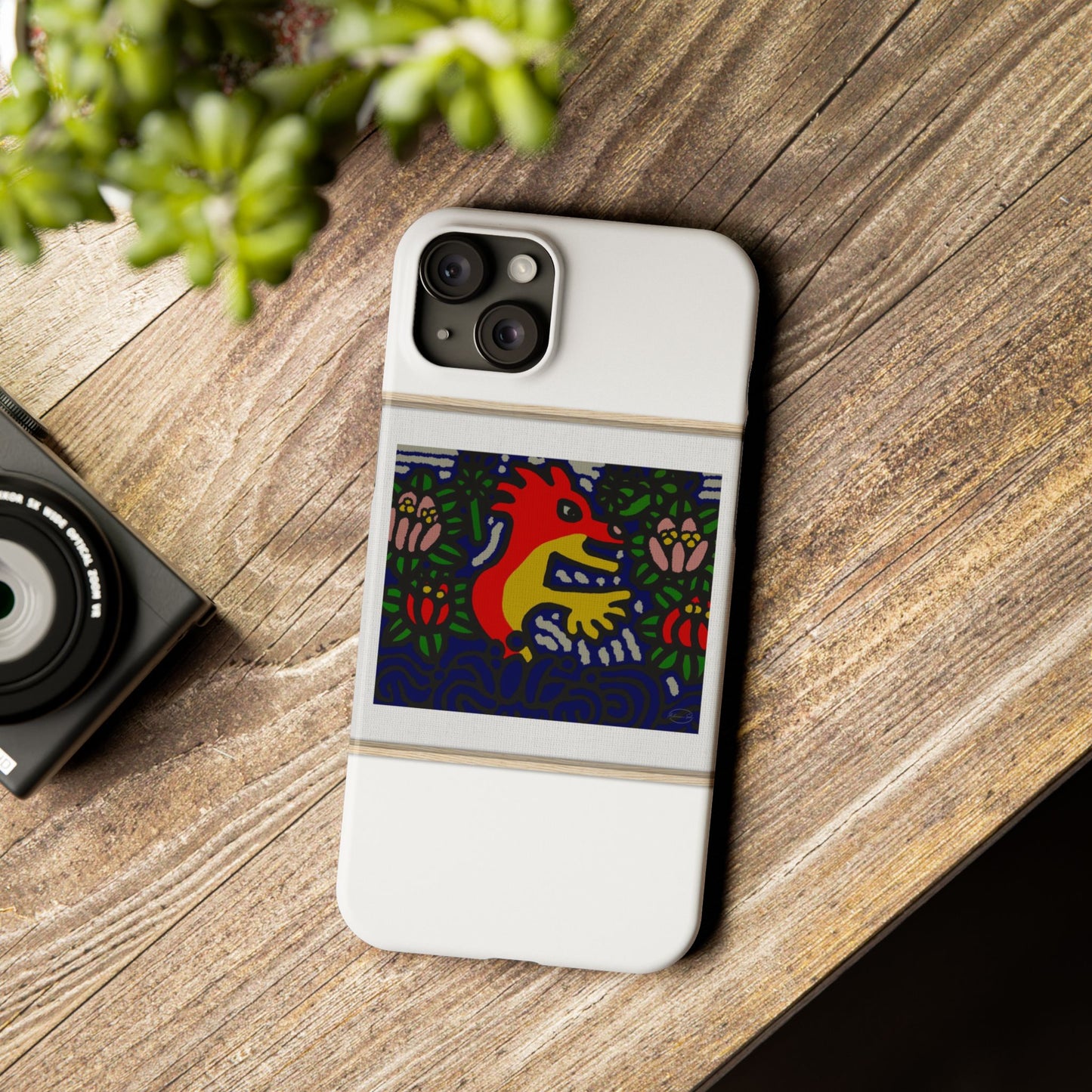 Breaking through the surface of a lotus pond Slim Phone Case