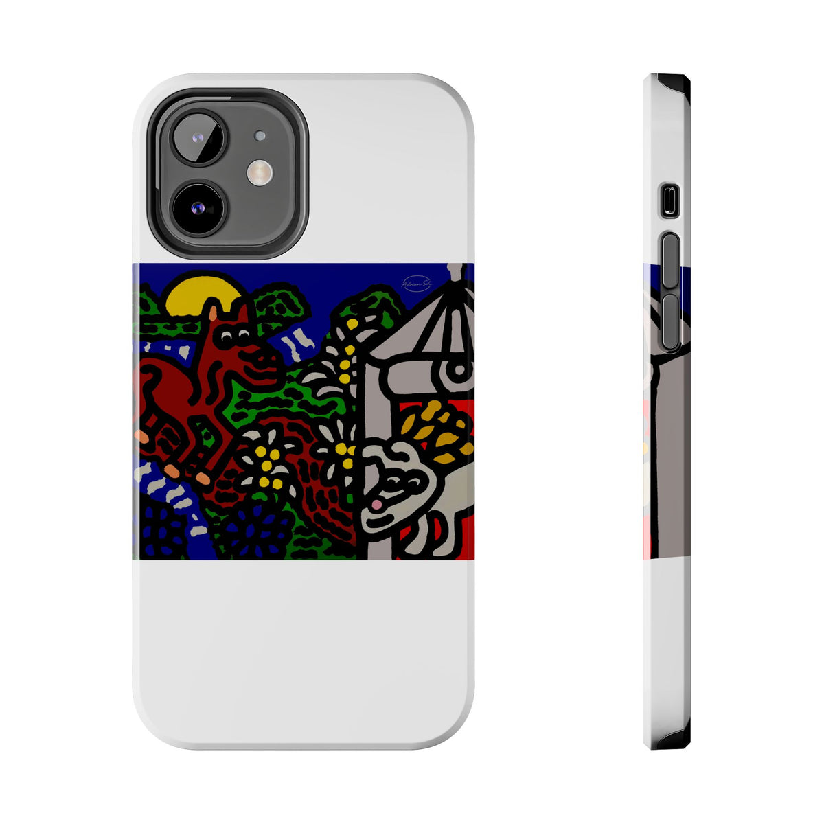 Bunny welcoming a friendly horse on his journey Tough Phone Case