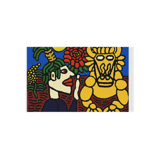 The warrior hailing the mighty golden dragon — Outdoor Rug