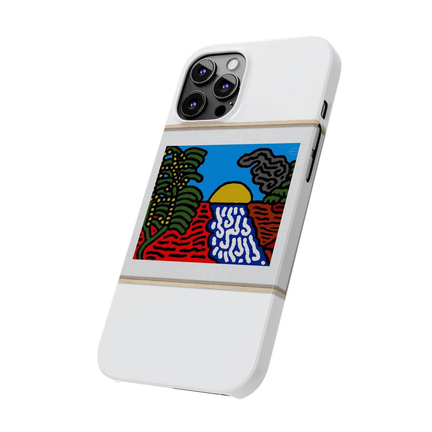 The river that joins the Australian wattle and Lebanese cedar tree in friendship Slim Phone Case