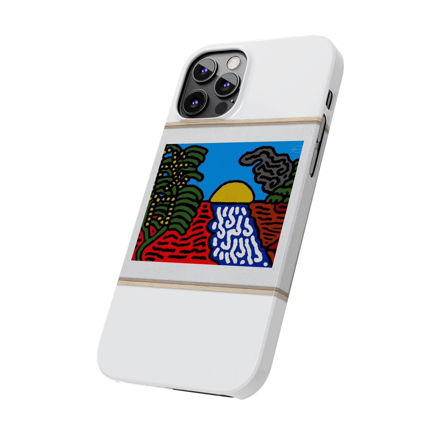 The river that joins the Australian wattle and Lebanese cedar tree in friendship Slim Phone Case