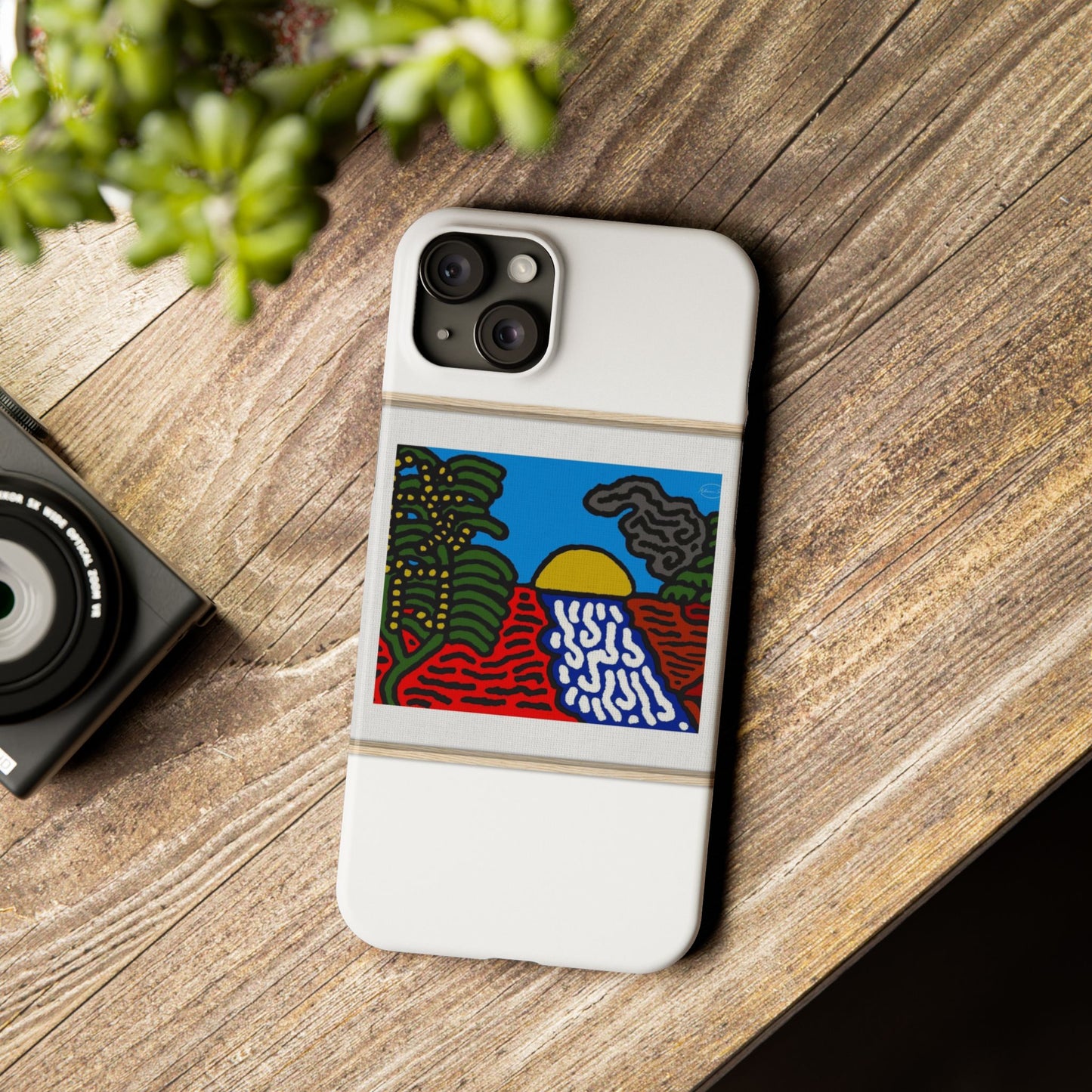 The river that joins the Australian wattle and Lebanese cedar tree in friendship Slim Phone Case