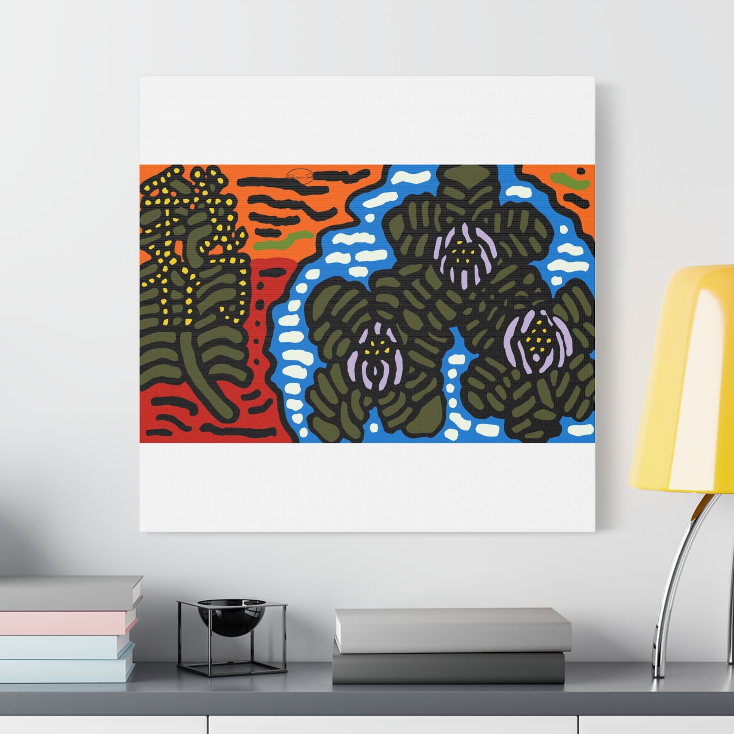 The Sri Lankan water lilies meets the Australian wattle Canvas (Small)