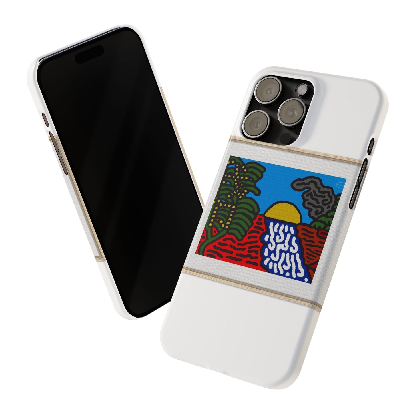The river that joins the Australian wattle and Lebanese cedar tree in friendship Slim Phone Case