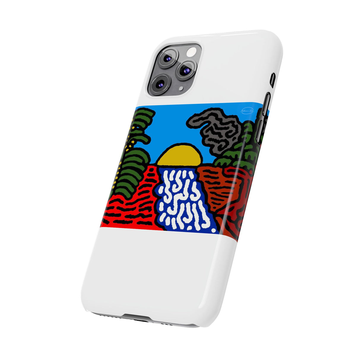 The river that joins the Australian wattle and Lebanese cedar tree in friendship Slim Phone Case
