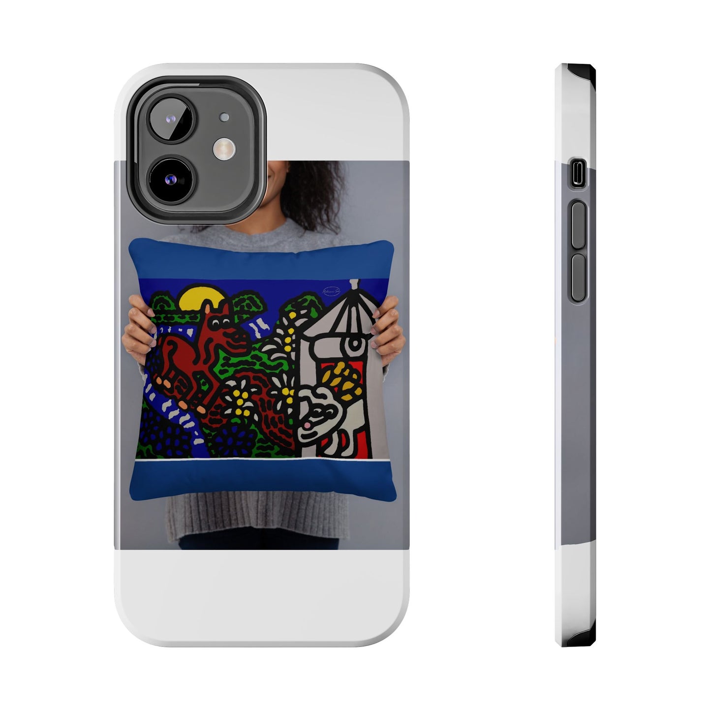 Bunny welcoming a friendly horse on his journey Tough Phone Case