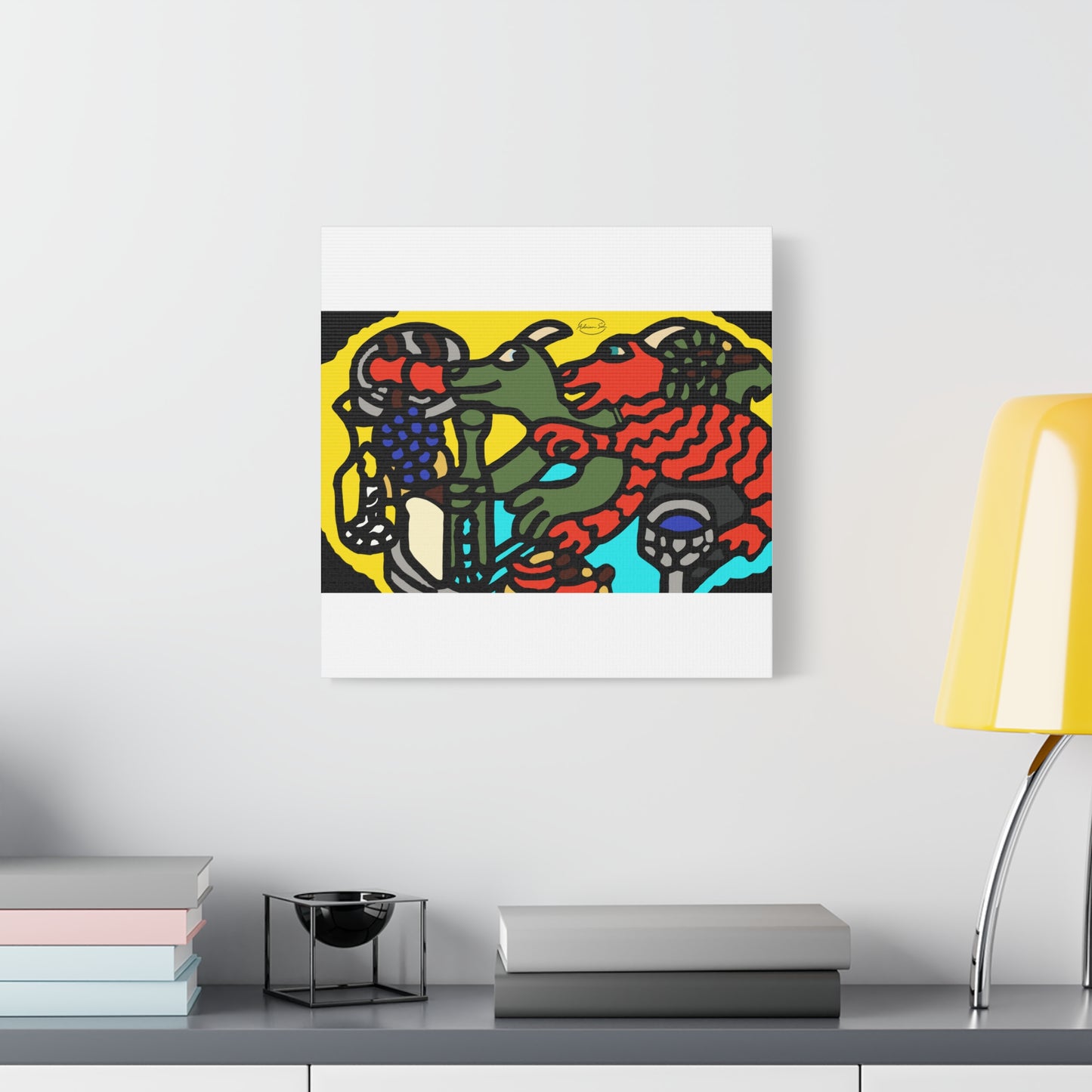 Two dragons enjoying a feast together Canvas (Small)