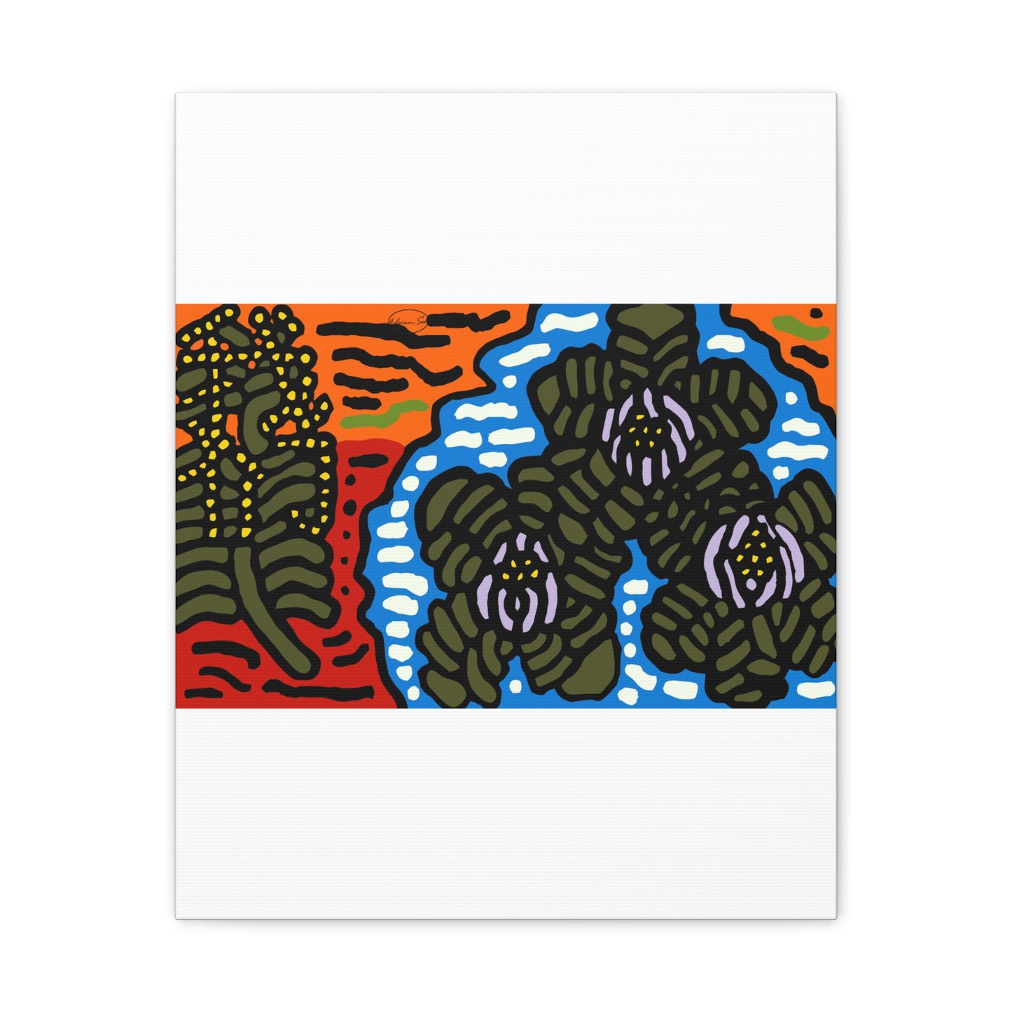 The Sri Lankan water lilies meets the Australian wattle Canvas (Small)