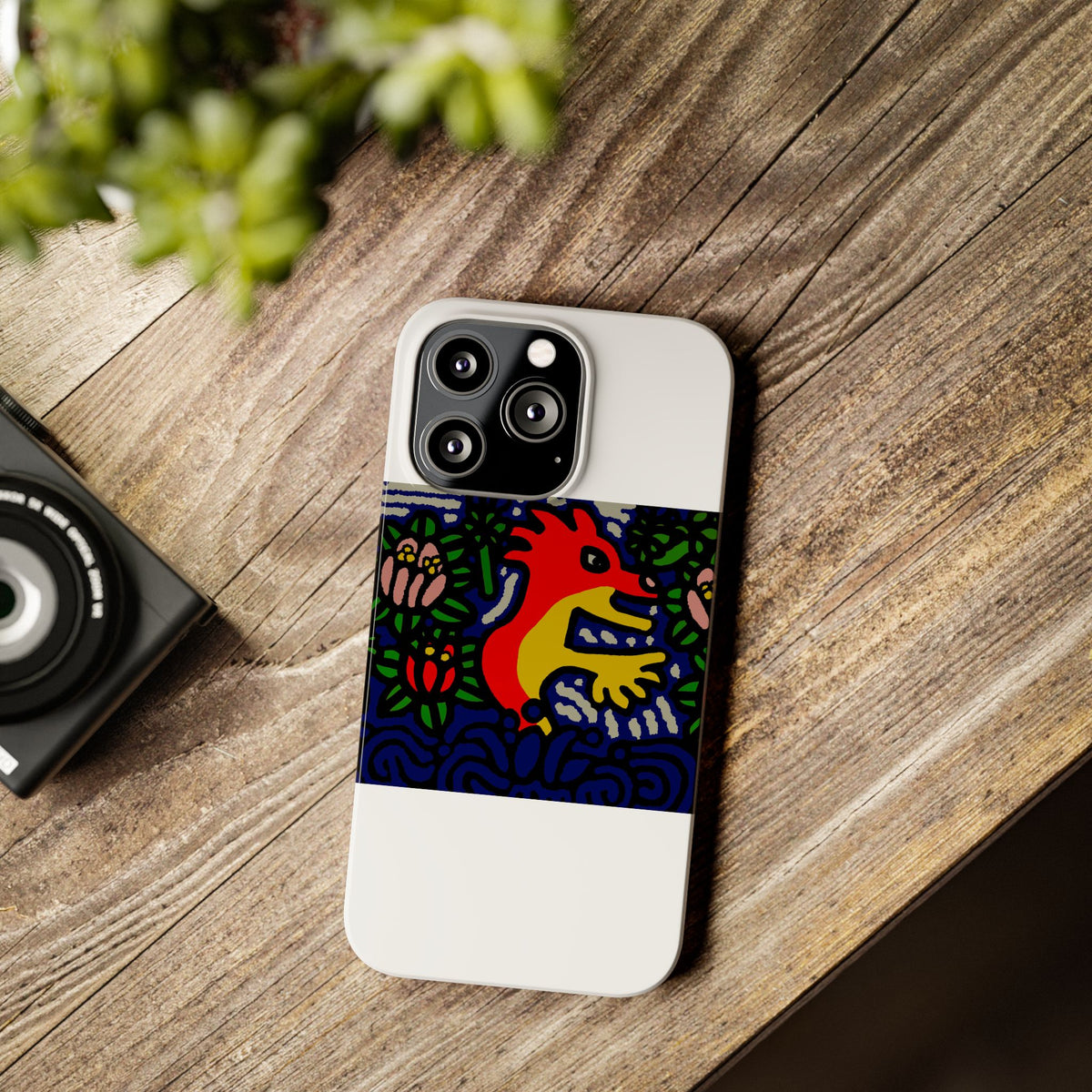 Breaking through the surface of a lotus pond Slim Phone Case