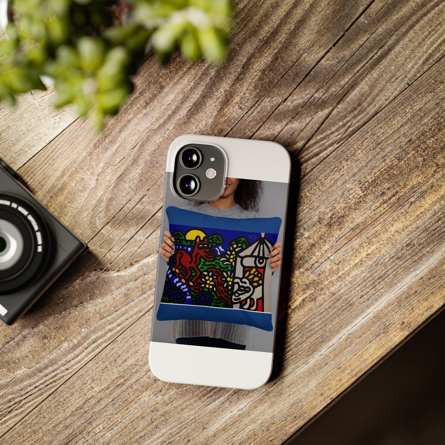 Bunny welcoming a friendly horse on his journey Slim Phone Case