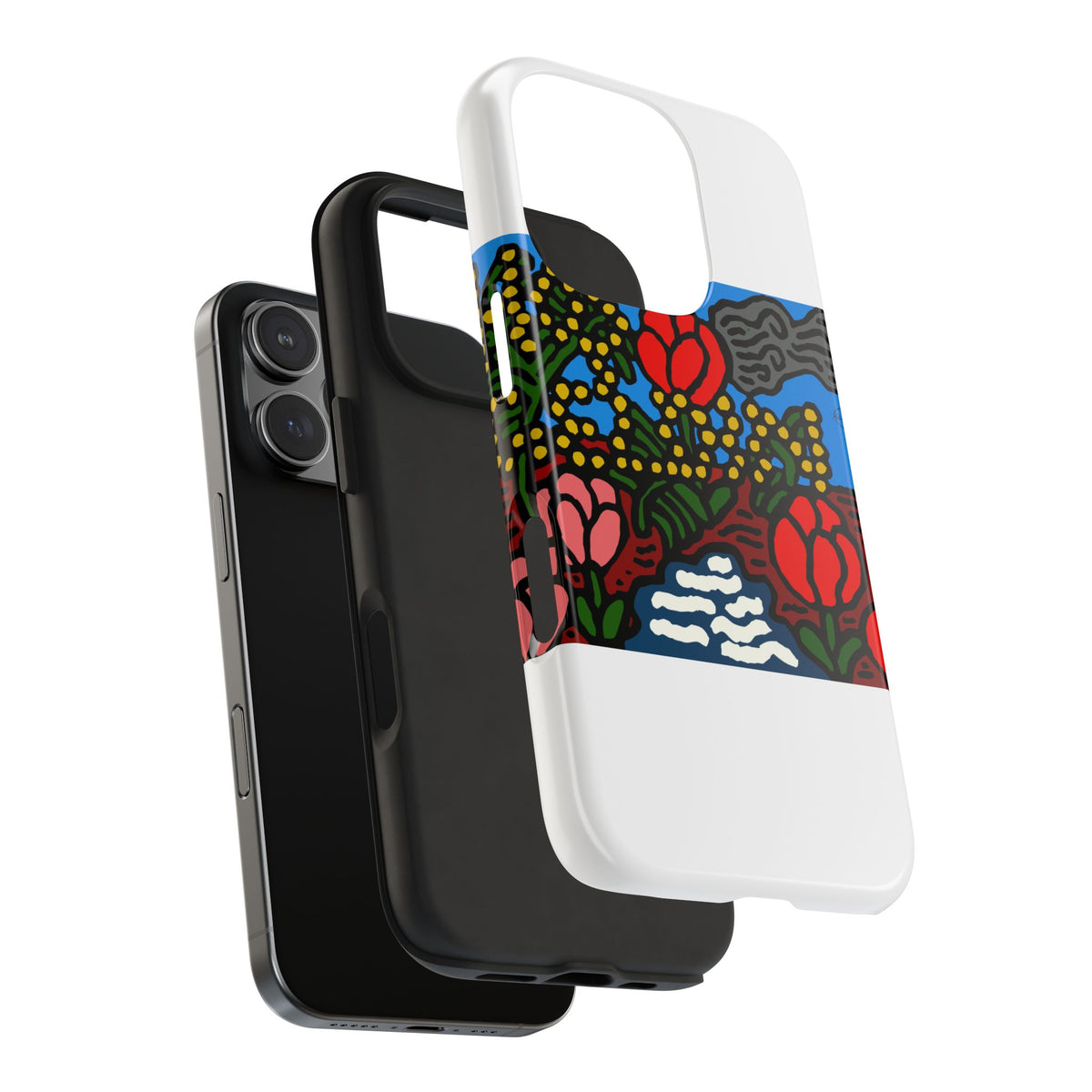 A field of tulips next to a wattle Tough Phone Case
