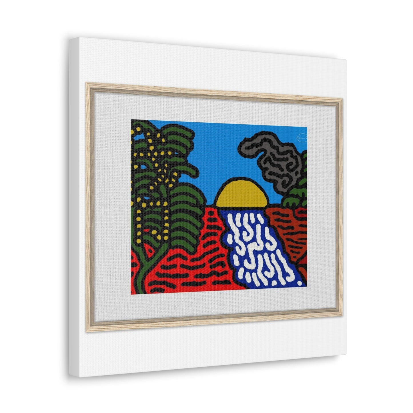 The river that joins the Australian wattle and Lebanese cedar tree in friendship Canvas (Small)