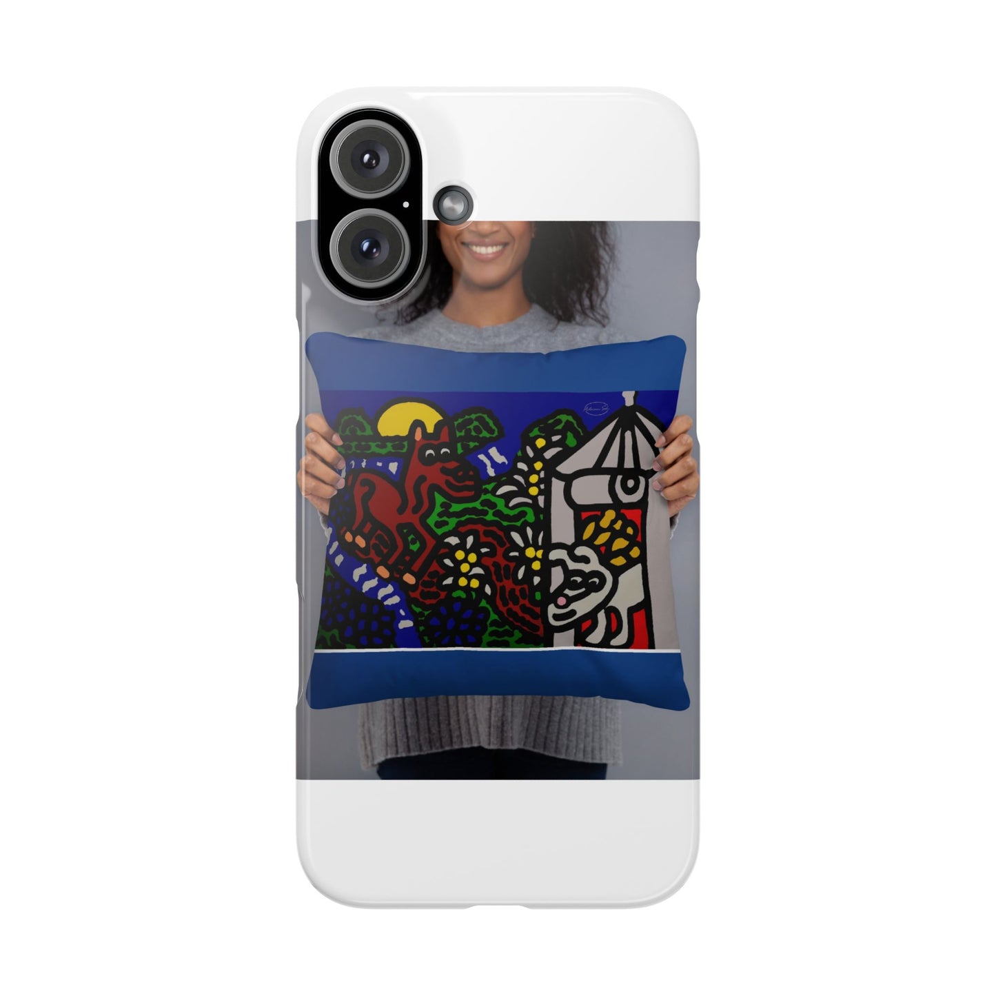 Bunny welcoming a friendly horse on his journey Slim Phone Case