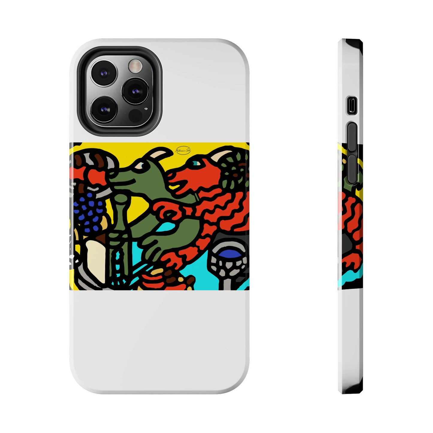 Two dragons enjoying a feast together Tough Phone Case
